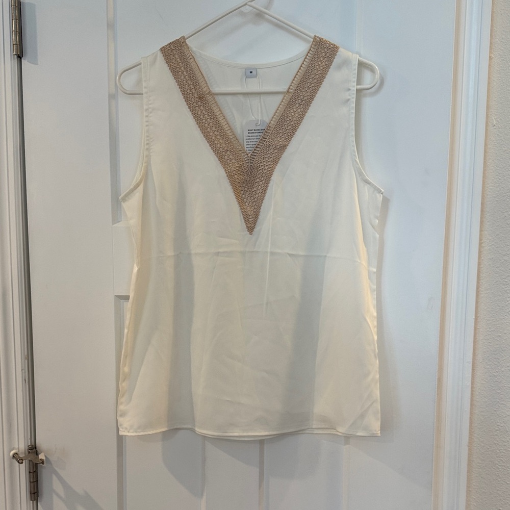 Chic Cream V-Neck Tank Top